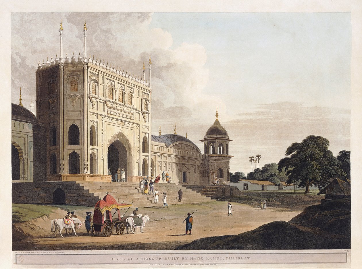 Brama meczetu zbudowana przez Hafiza Ramuta, Pillibeat, 1825-1826 autorstwa Thomas Daniell