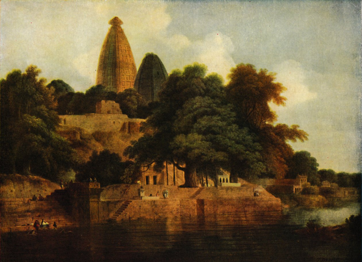 Świątynia hinduska w Bindrabundzie nad rzeką Jumna, 1797, 1922. autorstwa Thomas Daniell