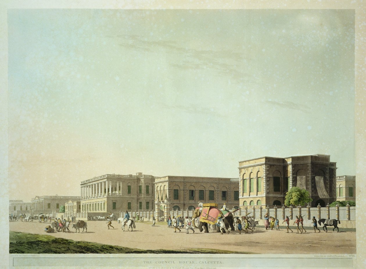 The Council House, Kalkuta, tablica 29 z "Oriental Scenery: Twenty Four Views in Hindoostan", wyryte przez Thomasa i Williama (1769-1837) Daniell, 1798 autorstwa Thomas Daniell