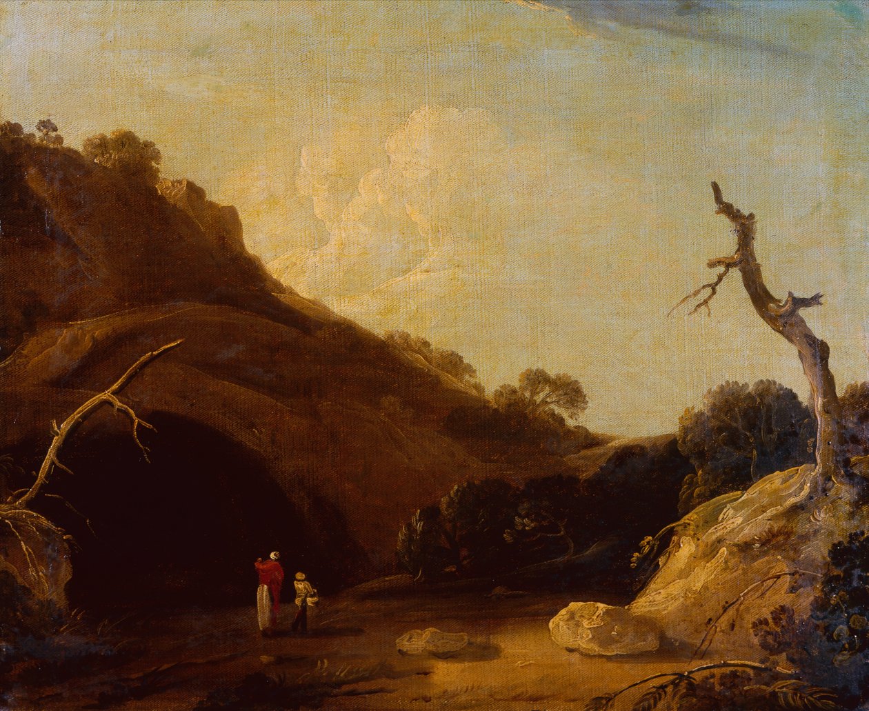 Wejście do jaskini w pobliżu Gyah (olej na płótnie) autorstwa Thomas Daniell