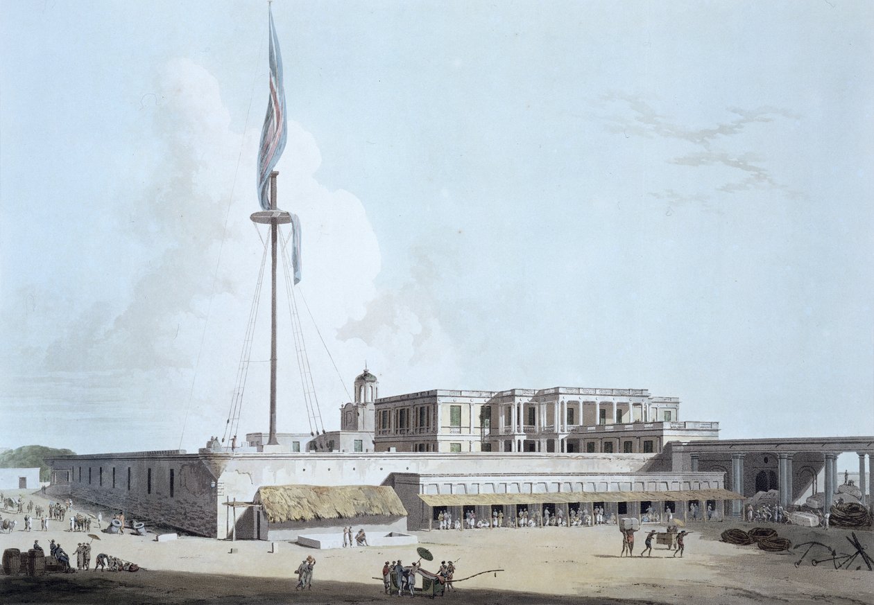 The Government House, Fort St. George, tablica 35 z „Oriental Scenery: Twenty Four Views in Hindoostan”, rytowana przez Thomasa i Williama (1769-1837) Daniell, 1798 autorstwa Thomas Daniell