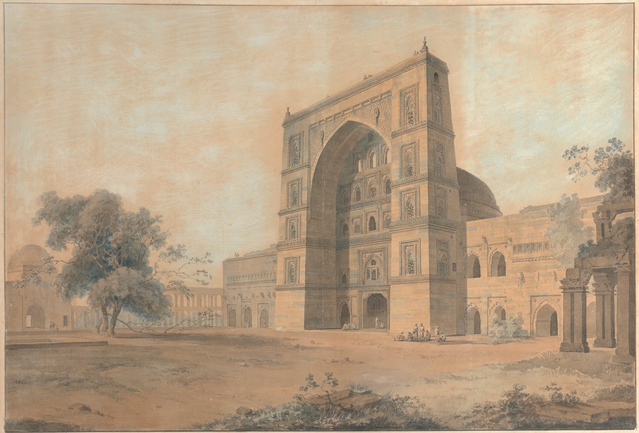 Meczet w Juanpore zbudowany przez sułtana Hussaina Sherki | Zrobione w grudniu 1789 r autorstwa Thomas Daniell