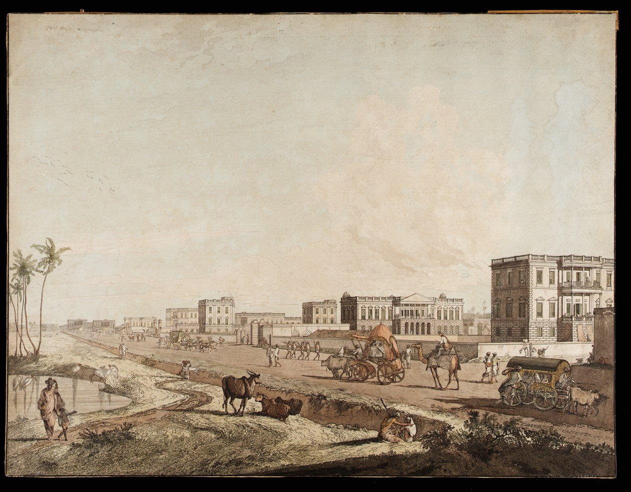 Nowe budynki w Chouringhee z widoków Kalkuty, 1787 autorstwa Thomas Daniell