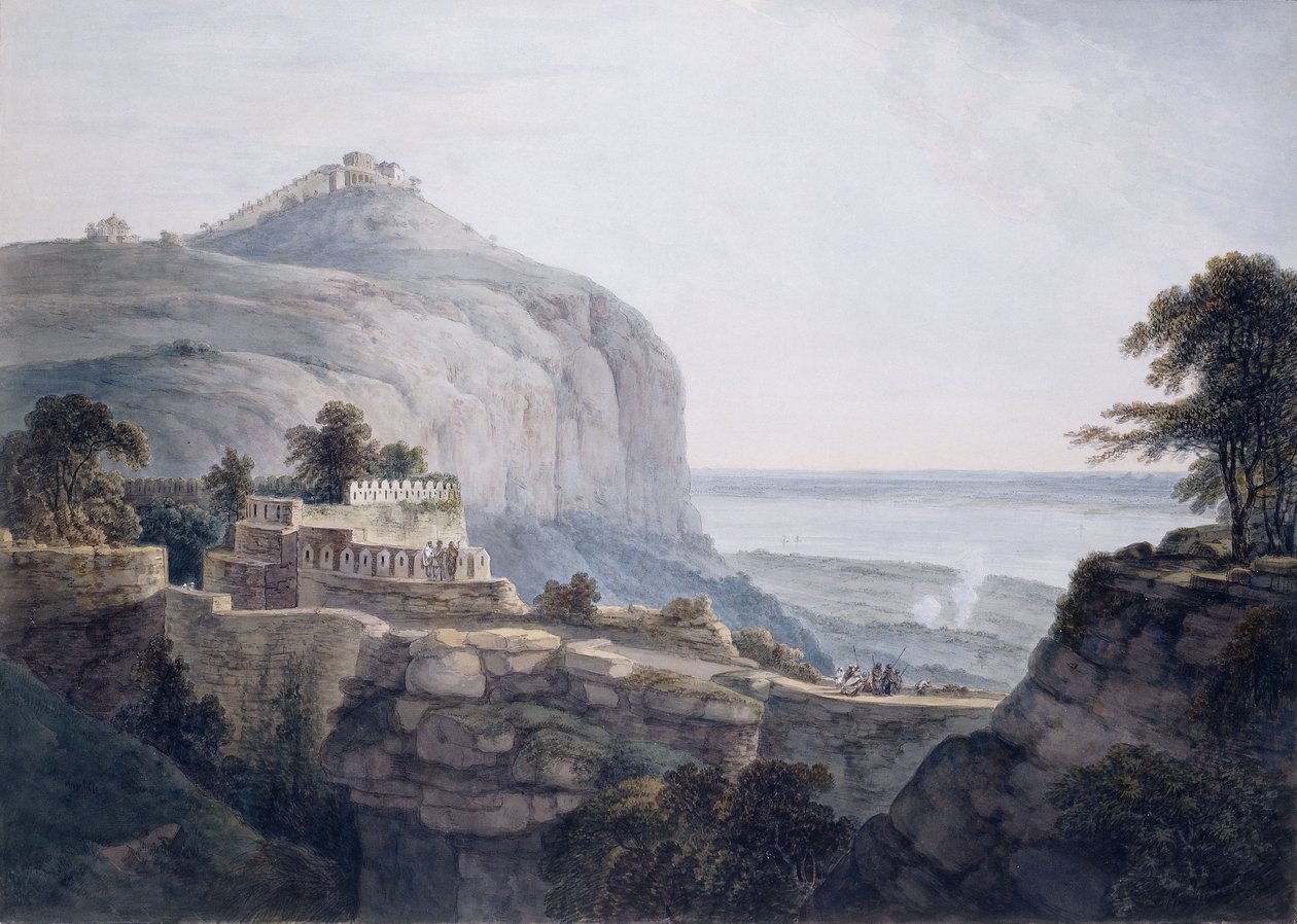 Widok północno-zachodni Rohtasgarh, Bihar, autorstwa Thomas Daniell