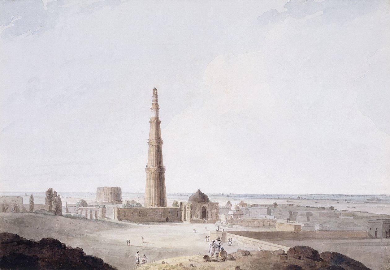 Kutb Minar, Delhi, c. 1789 autorstwa Thomas Daniell