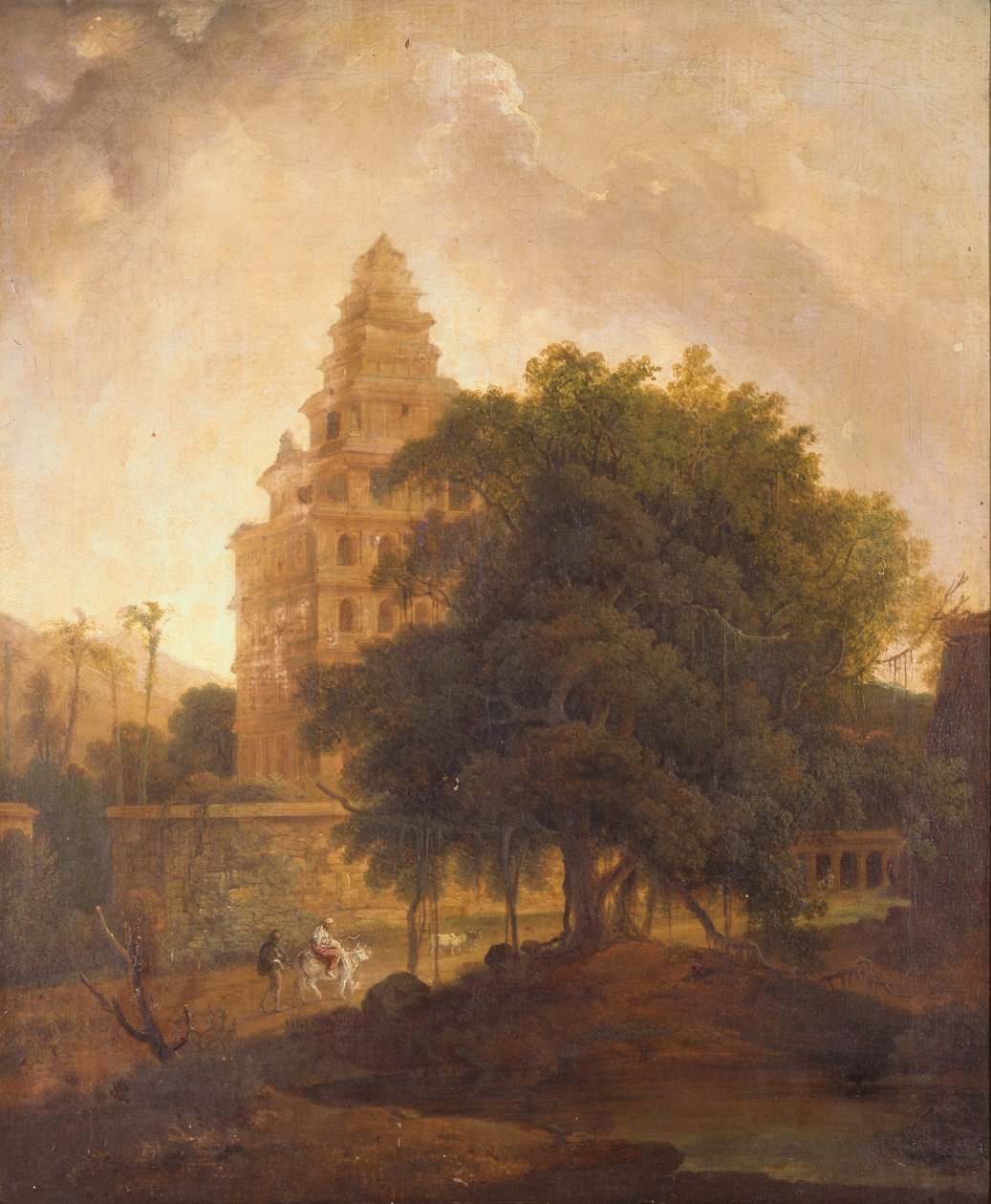 Podróżnicy na ścieżce przez Kalyan Mahal, Gingee, Tamil Nadu autorstwa Thomas Daniell