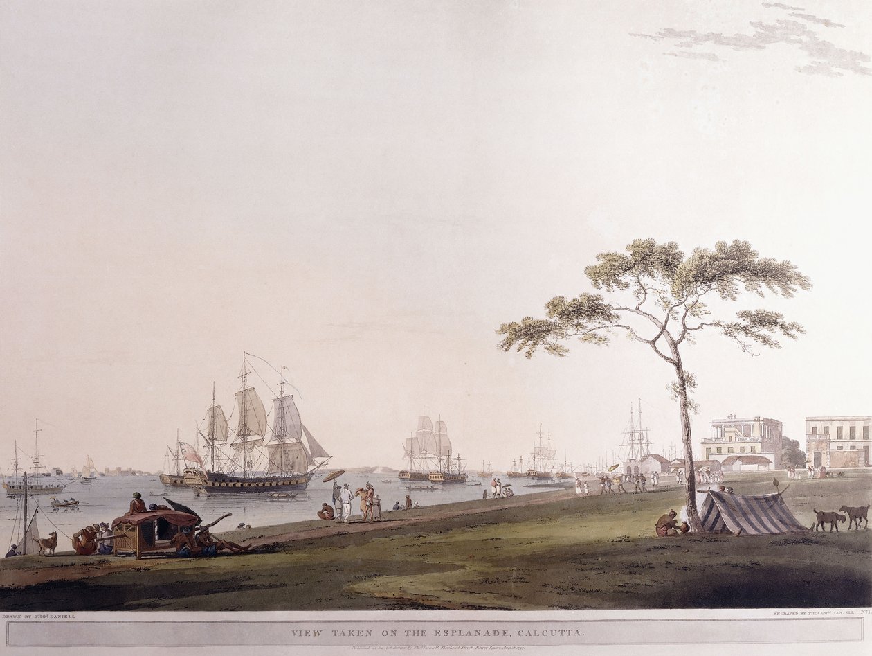 Widok zrobiony na Esplanade, Kalkuta, 1797 autorstwa Thomas Daniell