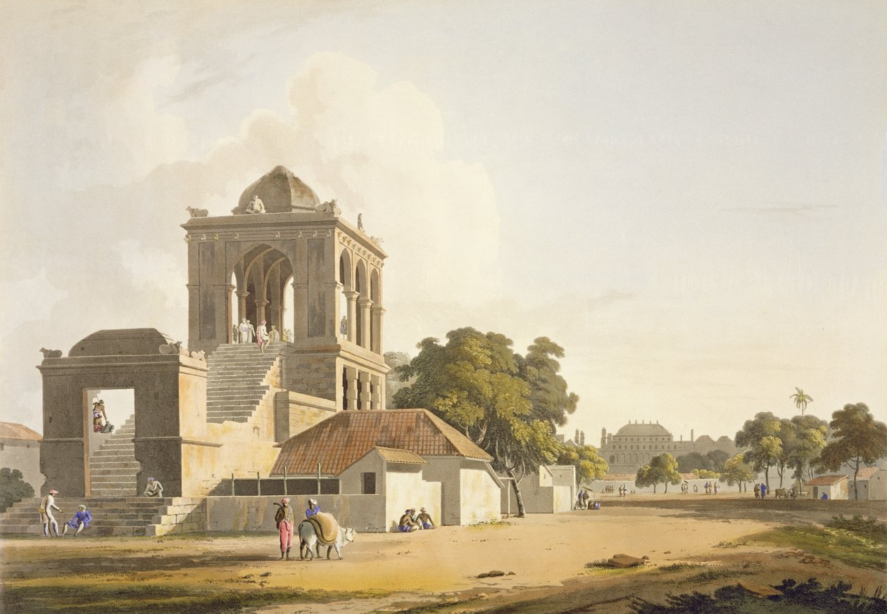Widok w forcie, Madura, tablica 14 z części 2 "Pejzaż orientalny", rytowana przez artystę i Williama Daniella (1769-1837) 1797 (akwatinta) autorstwa Thomas Daniell