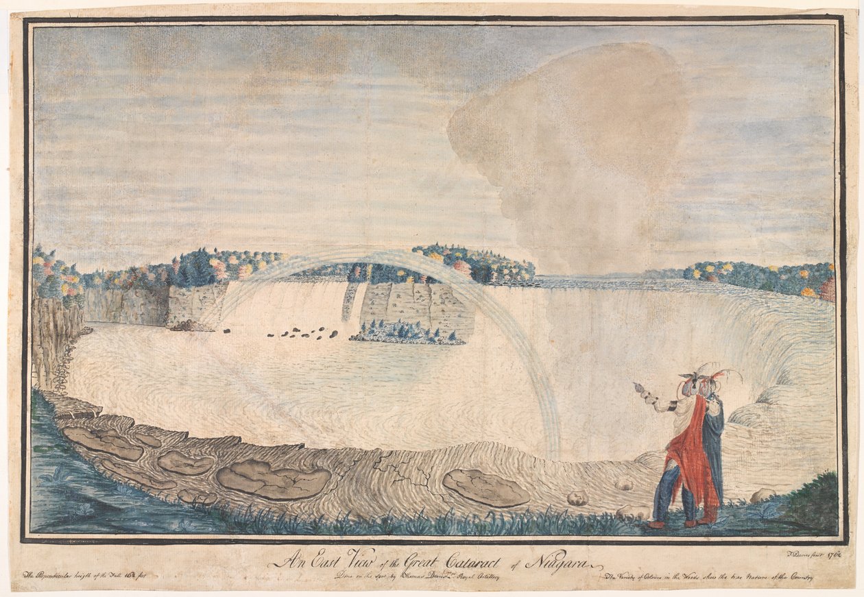?Wschodni widok Wielkiej Katarakty Niagara?, 1762 r. autorstwa Thomas Davies