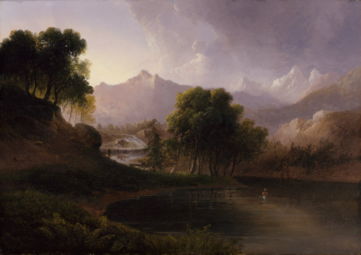Krajobraz ze strumieniem i górami, 1833. autorstwa Thomas Doughty