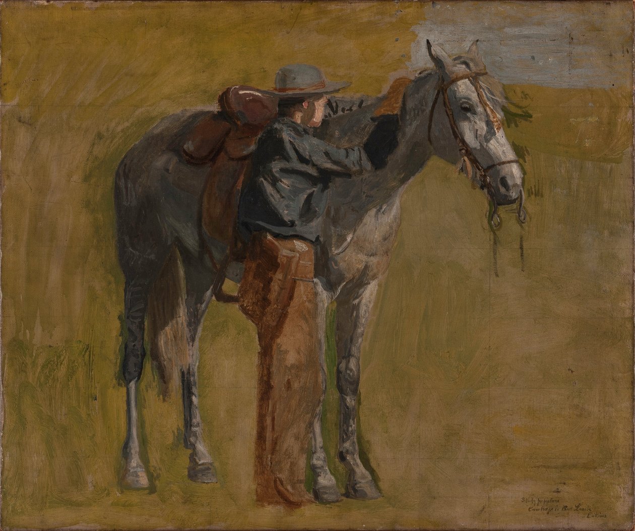 Kowboj: studium do Kowbojów w Badlands autorstwa Thomas Eakins