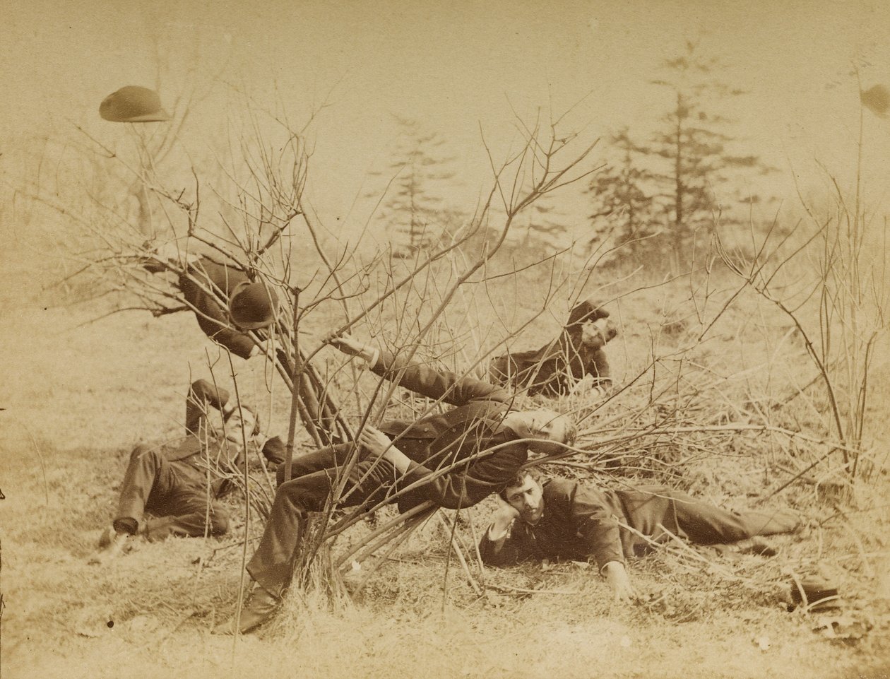 [Czterech studentów odpoczywających na świeżym powietrzu] autorstwa Thomas Eakins
