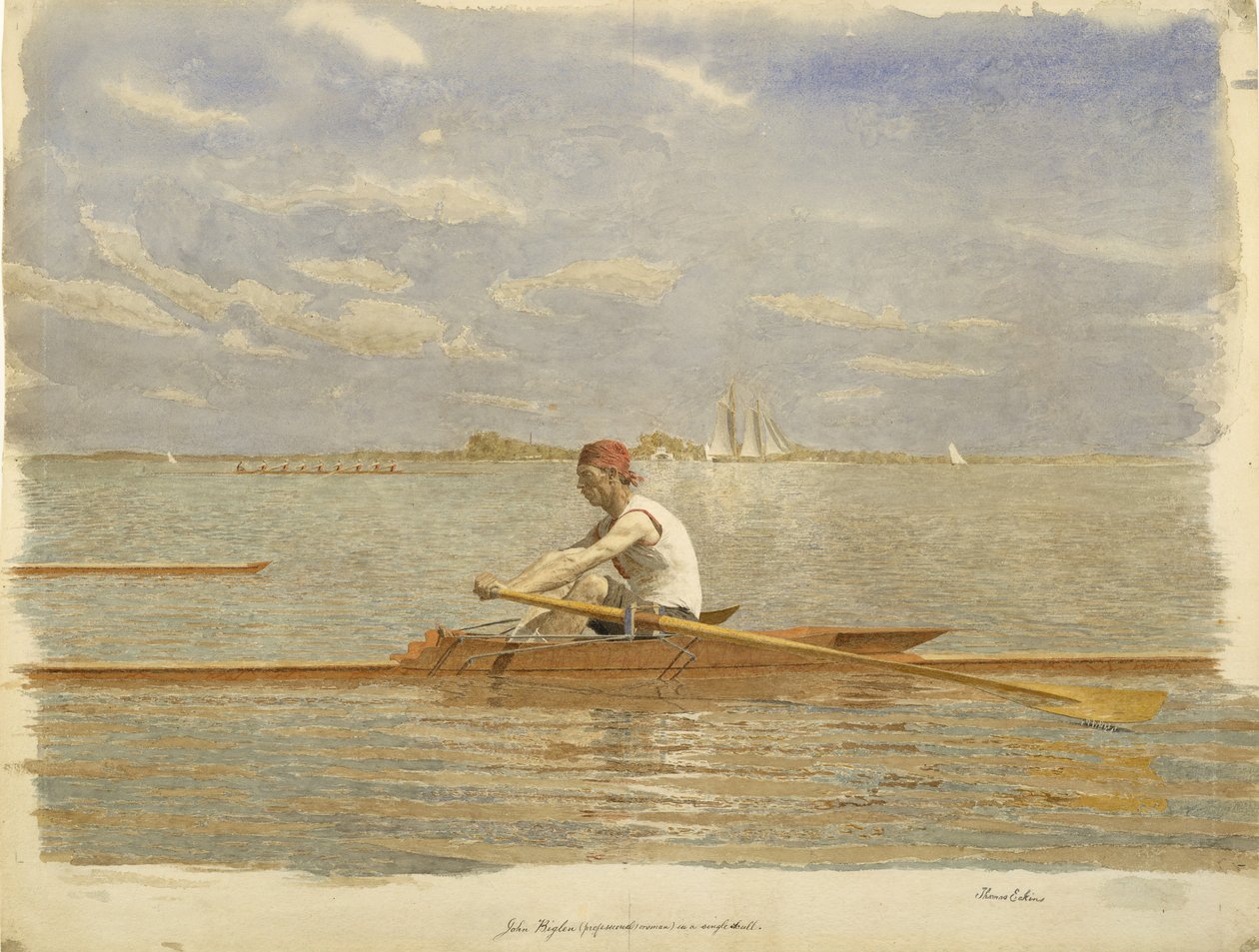 John Biglin w jednej czaszce, ca. 1873. autorstwa Thomas Eakins