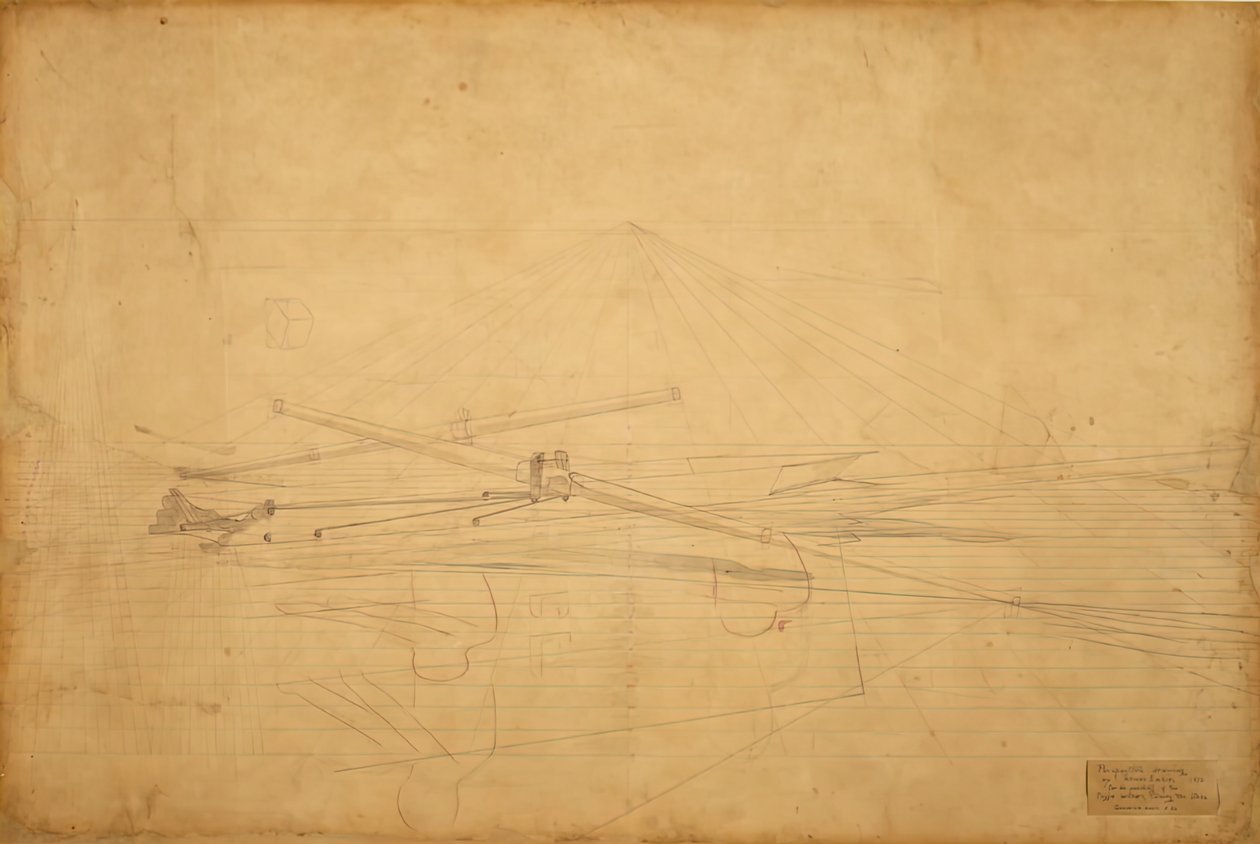 Rysunek perspektywiczny dla braci Biglin obracających stawkę, c. 1873. autorstwa Thomas Eakins