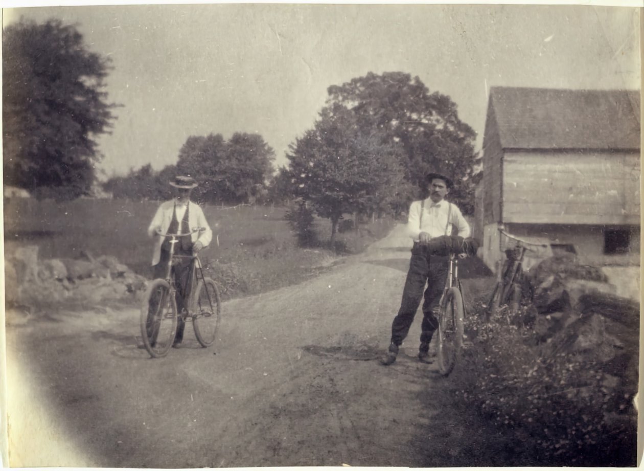Samuel Murray i Benjamin Eakins o rowerach, c. 1895-1899. autorstwa Thomas Eakins