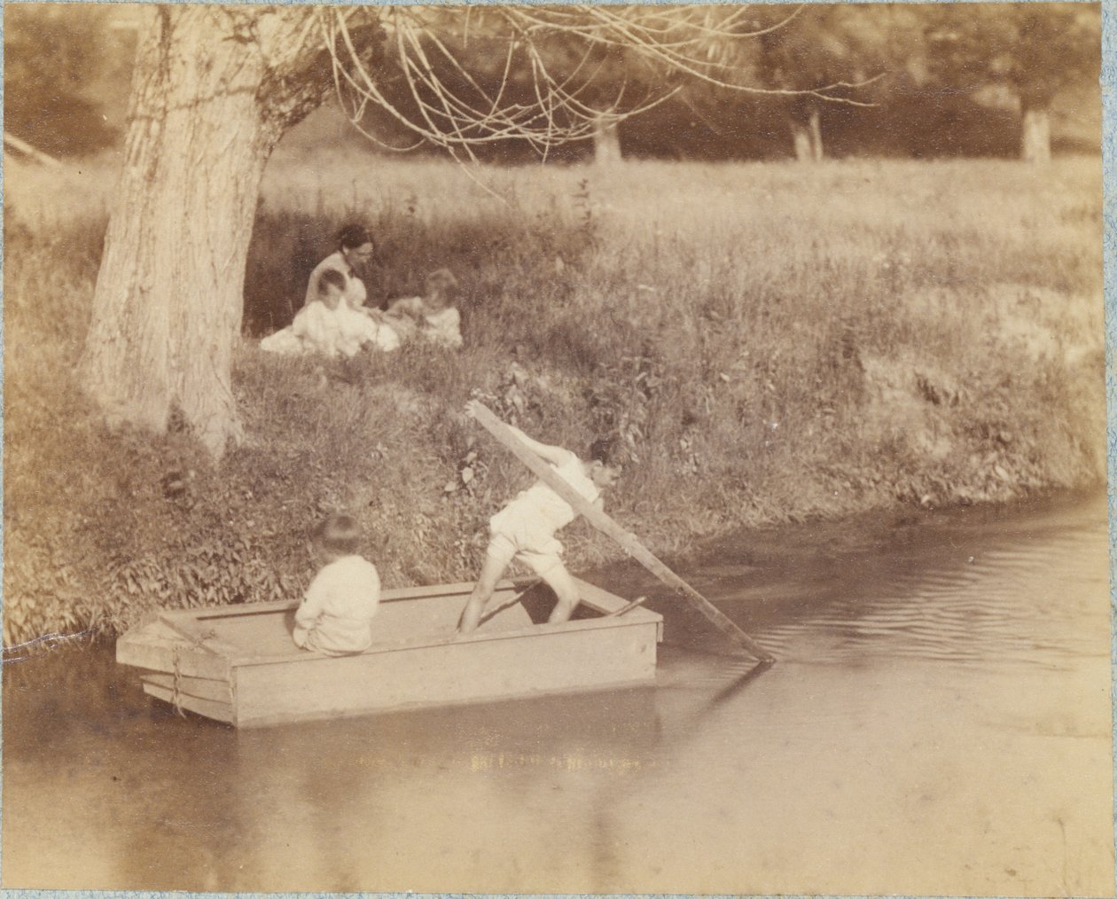 Dwóch chłopców bawiących się przy strumieniu, 4 lipca 1883 autorstwa Thomas Eakins