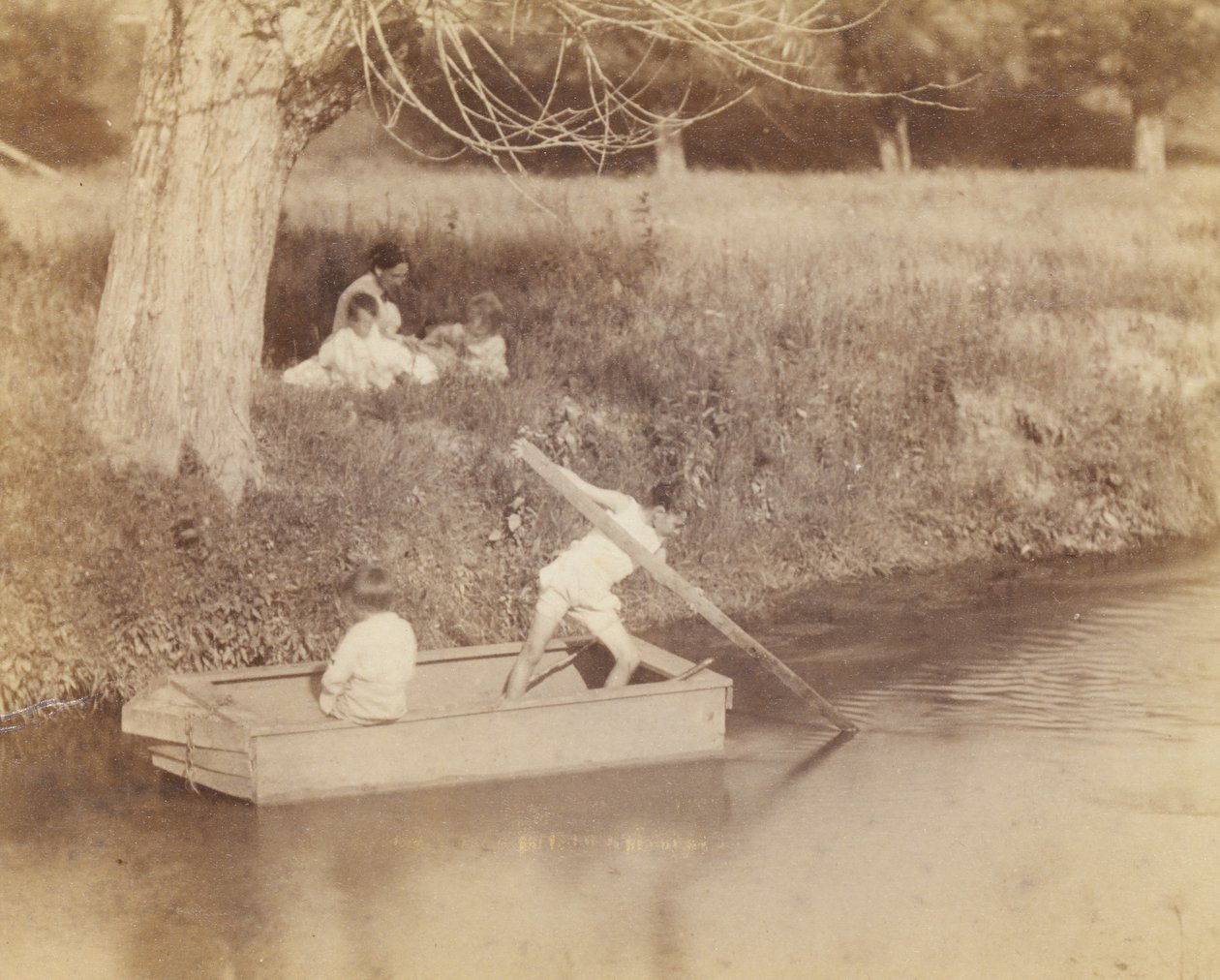 Dwóch chłopców bawiących się nad rzeką, 4 lipca 1883, 1883. autorstwa Thomas Eakins