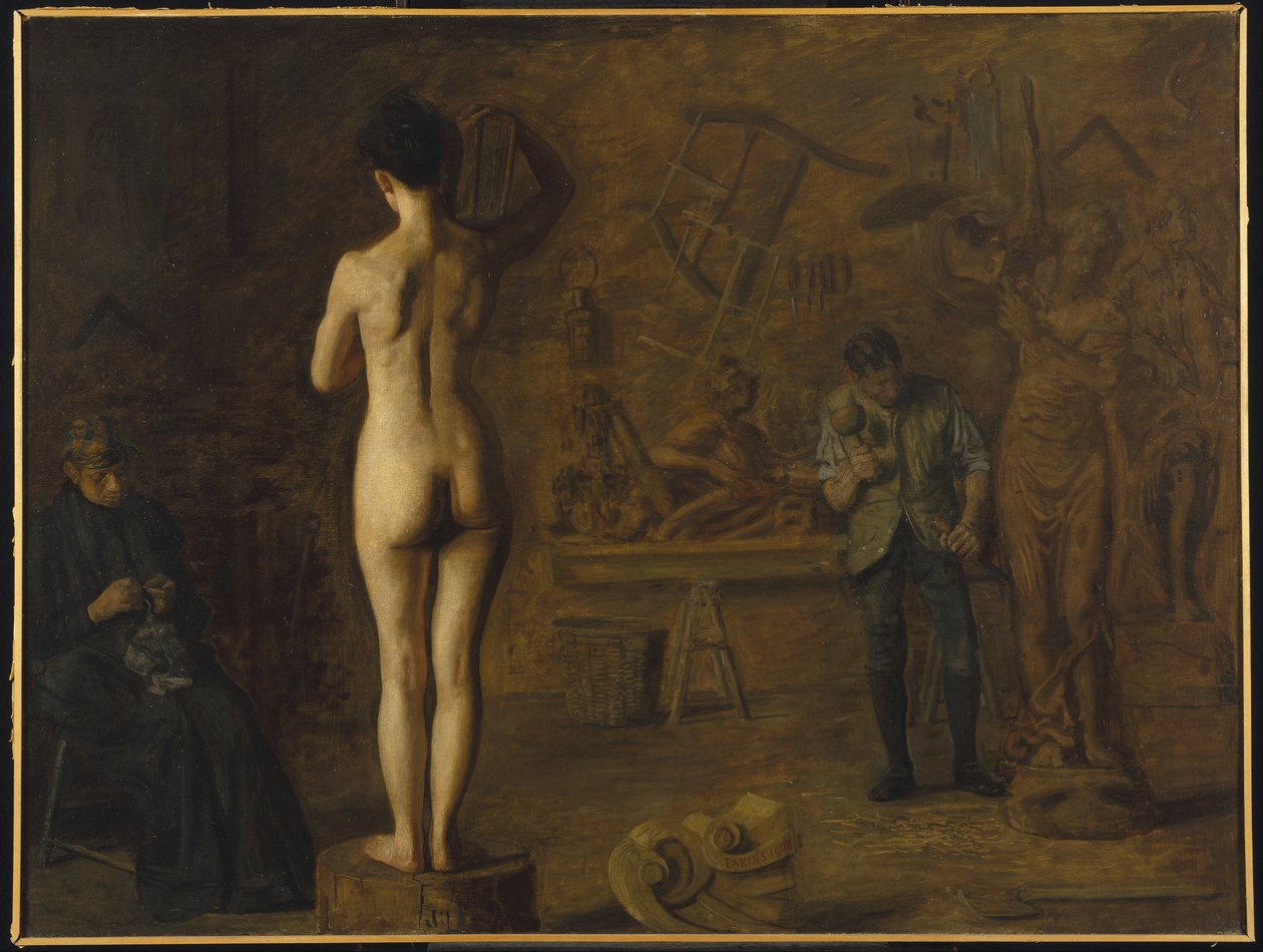 William Rush rzeźbi swoją alegoryczną figurę rzeki Schuylkill autorstwa Thomas Eakins
