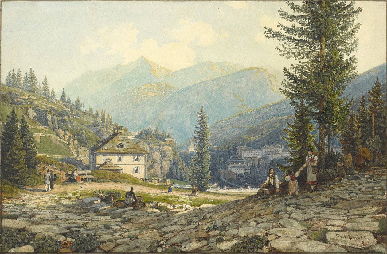 Widok na rezydencję arcyksięcia Johanna w gorących źródłach Gastein autorstwa Thomas Ender