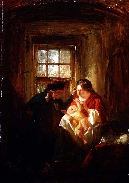 Radość macierzyńska (olej na panelu) autorstwa Thomas Faed
