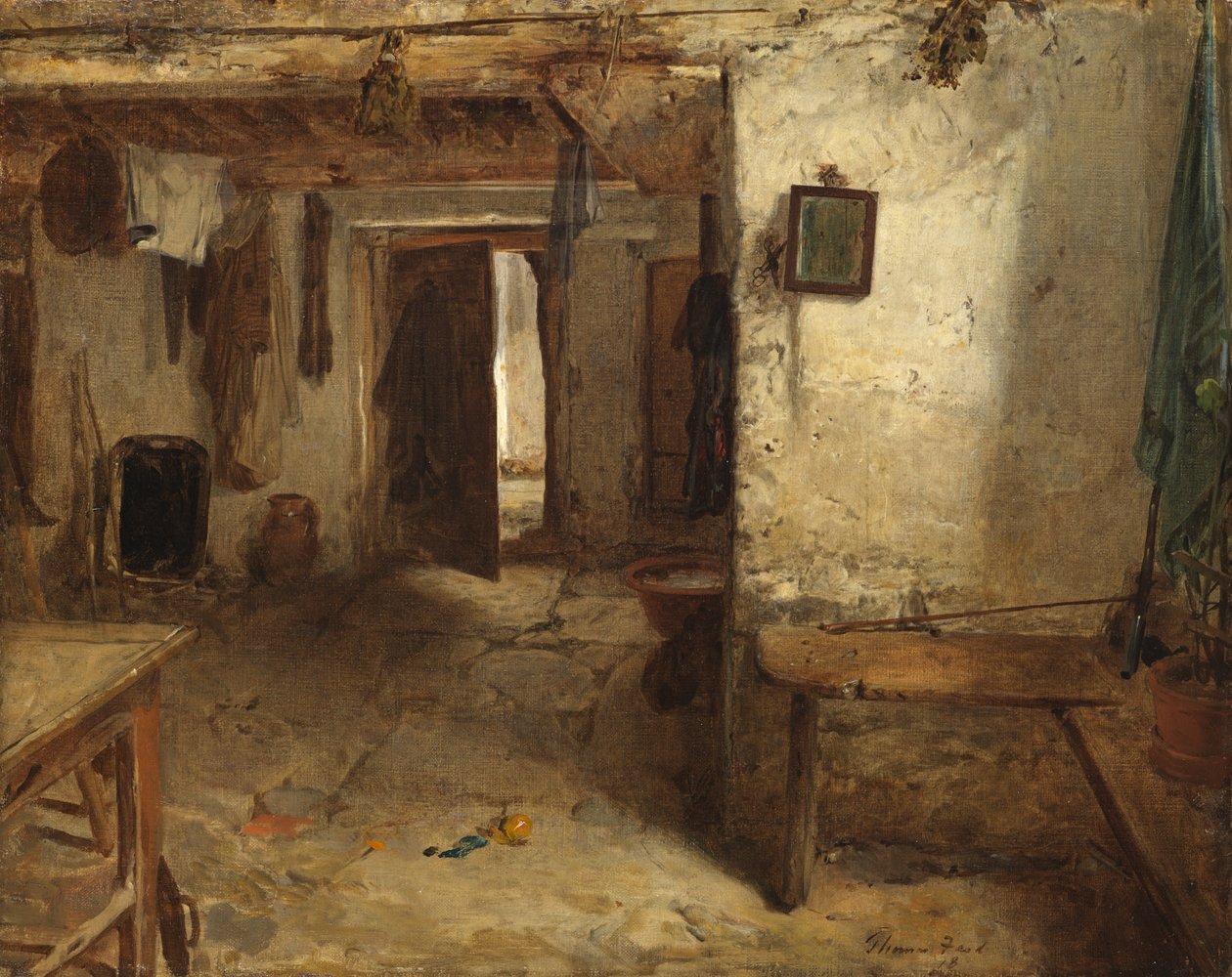 Wnętrze domku West Highland autorstwa Thomas Faed