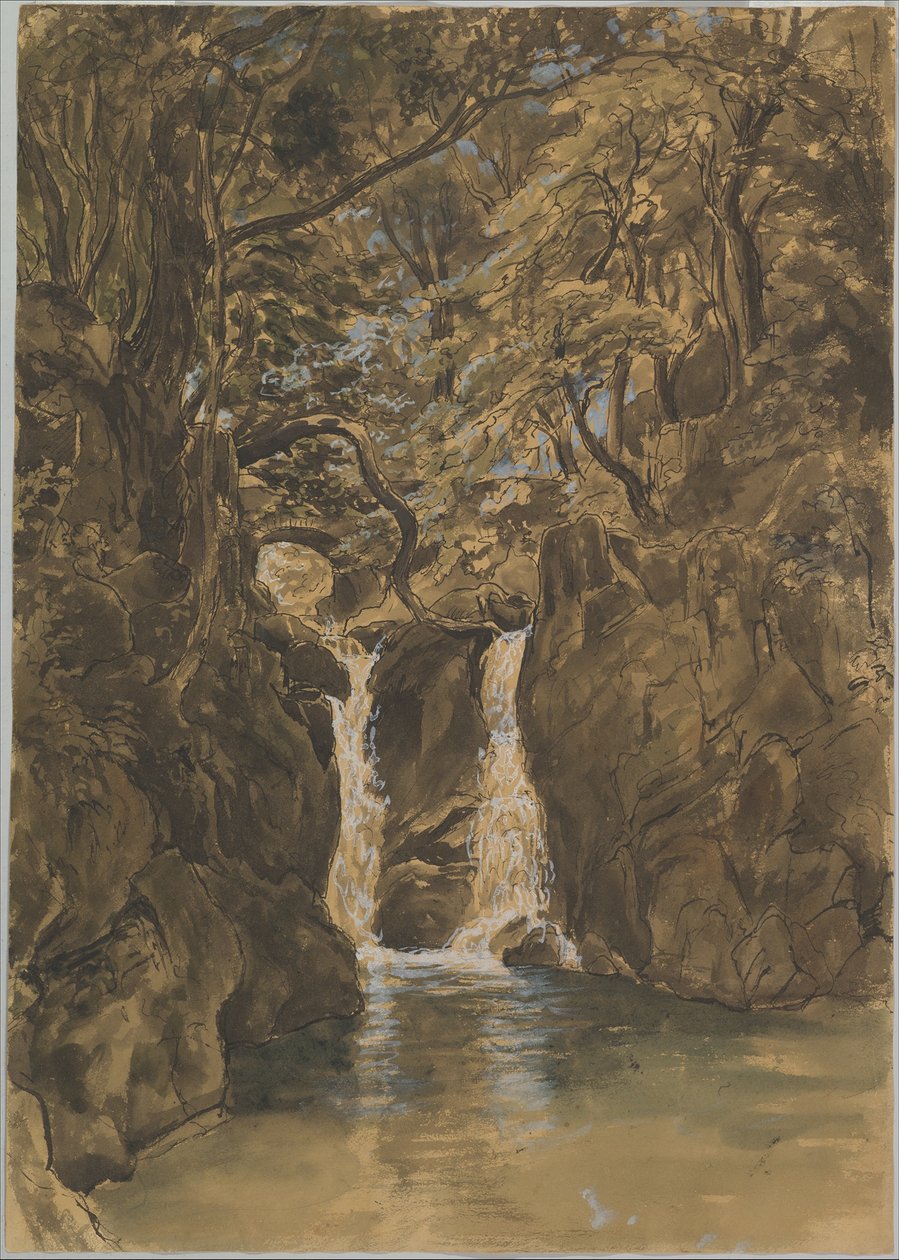 Widok na dolne wodospady Rydal w Cumbrii autorstwa Thomas Fearnley