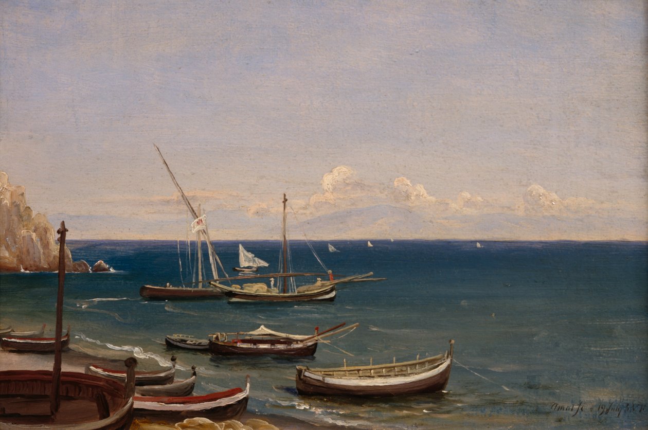 Łodzie na plaży Amalfi autorstwa Thomas Fearnley