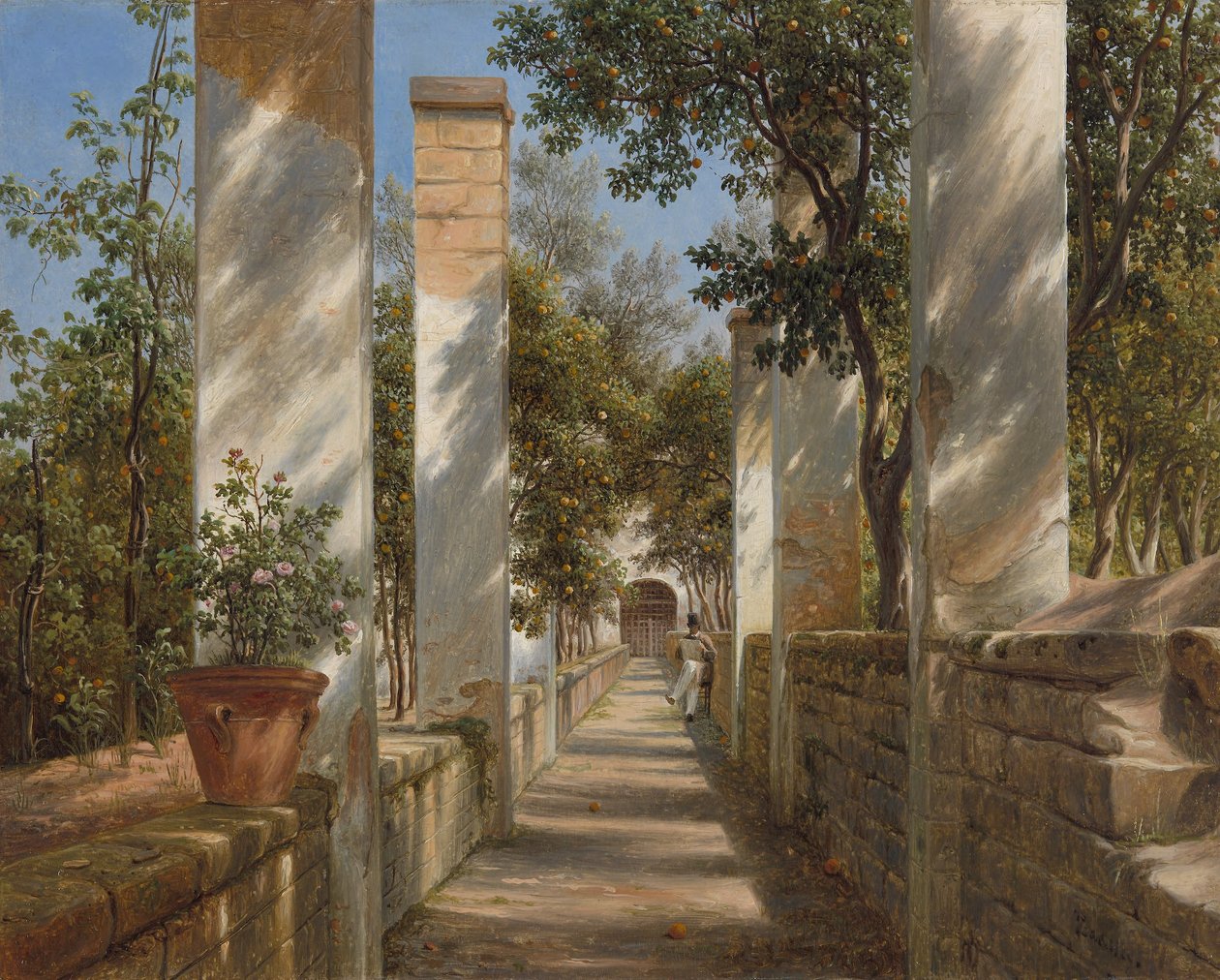 Pergola z Pomarańczami, ok.1834 (olej na papierze oprawiony na płótnie) autorstwa Thomas Fearnley