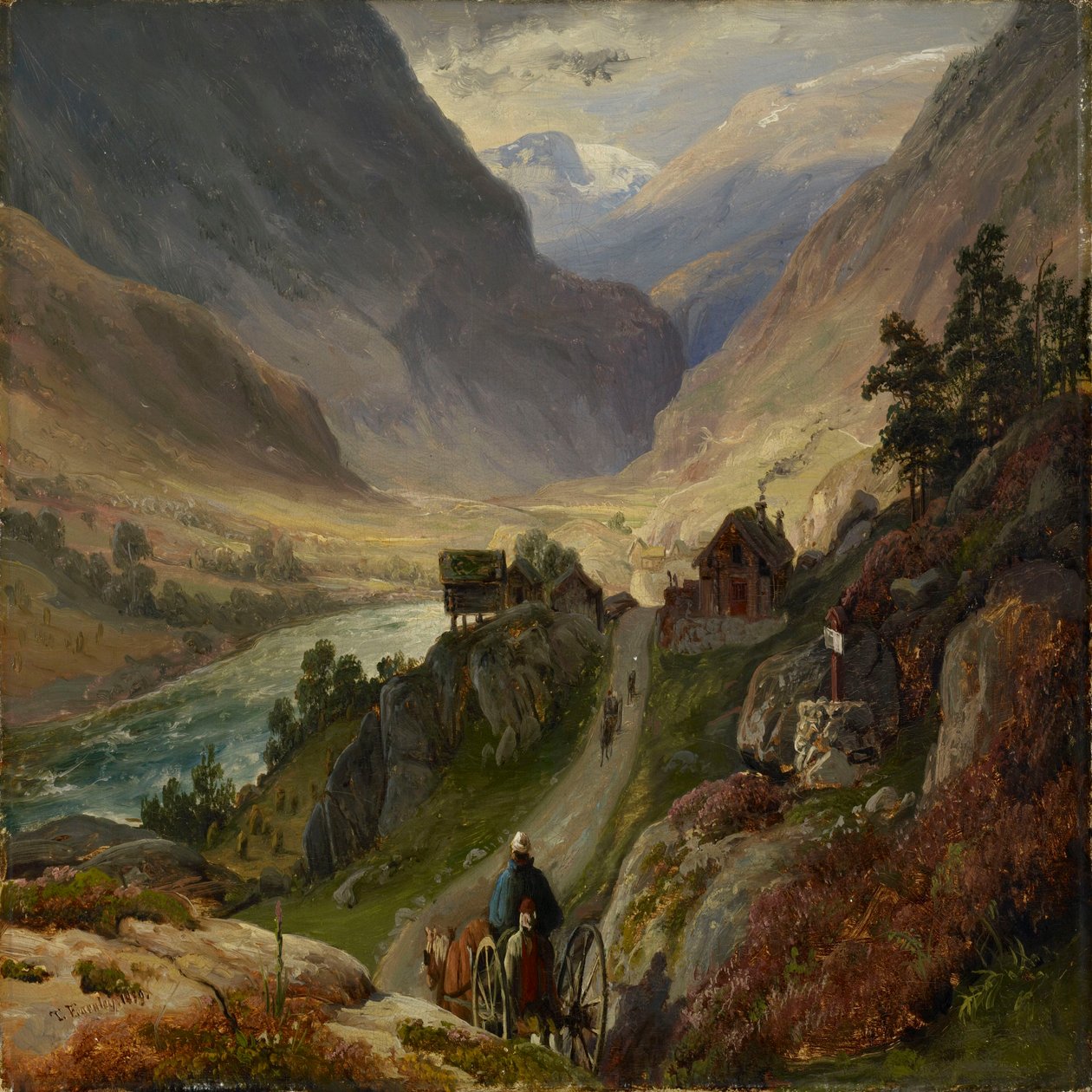 Strome drogi w Lærdal autorstwa Thomas Fearnley