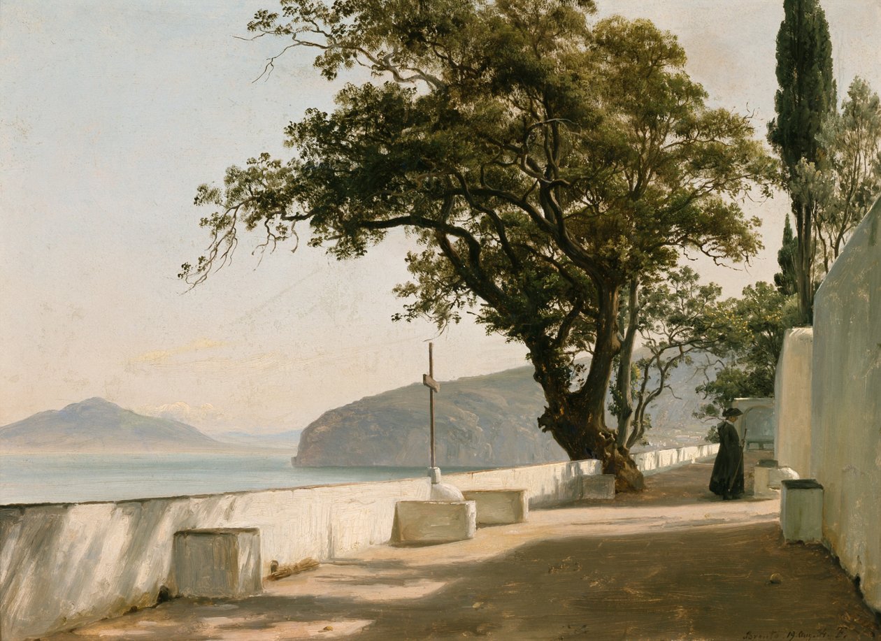 Taras z kamiennym dębem, Sorrento autorstwa Thomas Fearnley