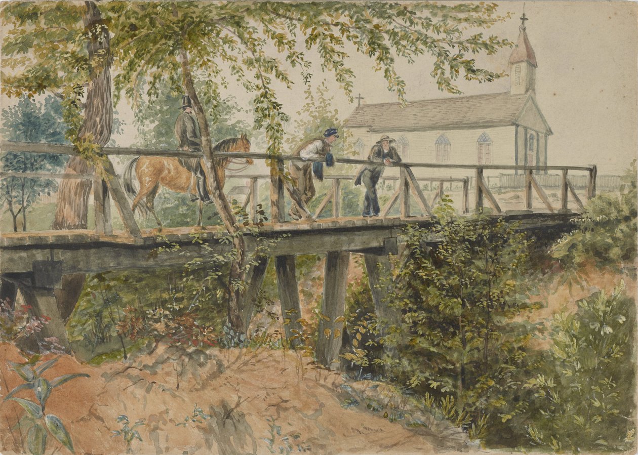 Kościół katolicki, Houston, Teksas, 25 marca 1852 (akwarela na papierze) autorstwa Thomas Flintoff