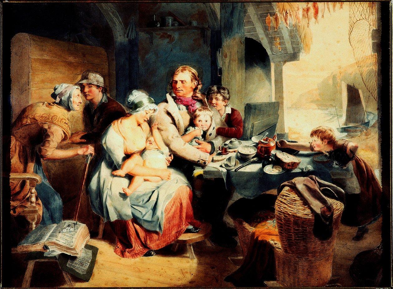Chata Rybaka, 1810 (wc na papierze tkanym) autorstwa Thomas Frank Heaphy