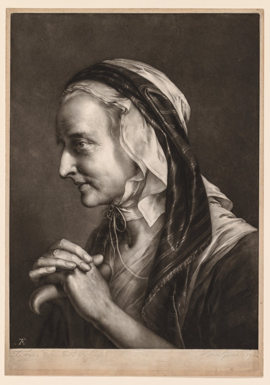 Pierwsza seria głów naturalnej wielkości: Pani Frye, 1760. autorstwa Thomas Frye