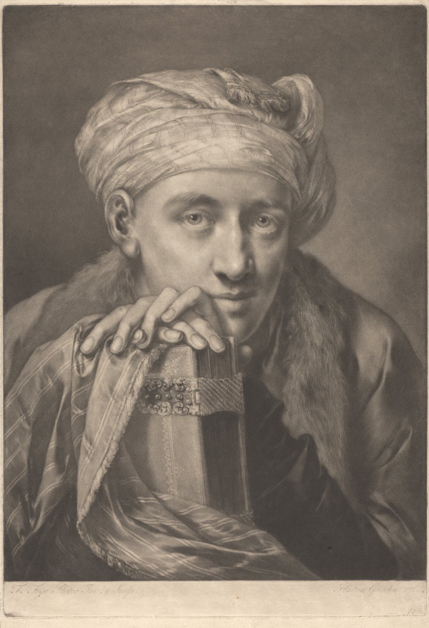 Porträt eines Mannes mit Turban, auf ein Buch gelehnt autorstwa Thomas Frye