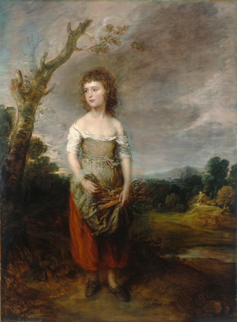 Wiejska dziewczyna zbierająca pedały w lesie autorstwa Thomas Gainsborough