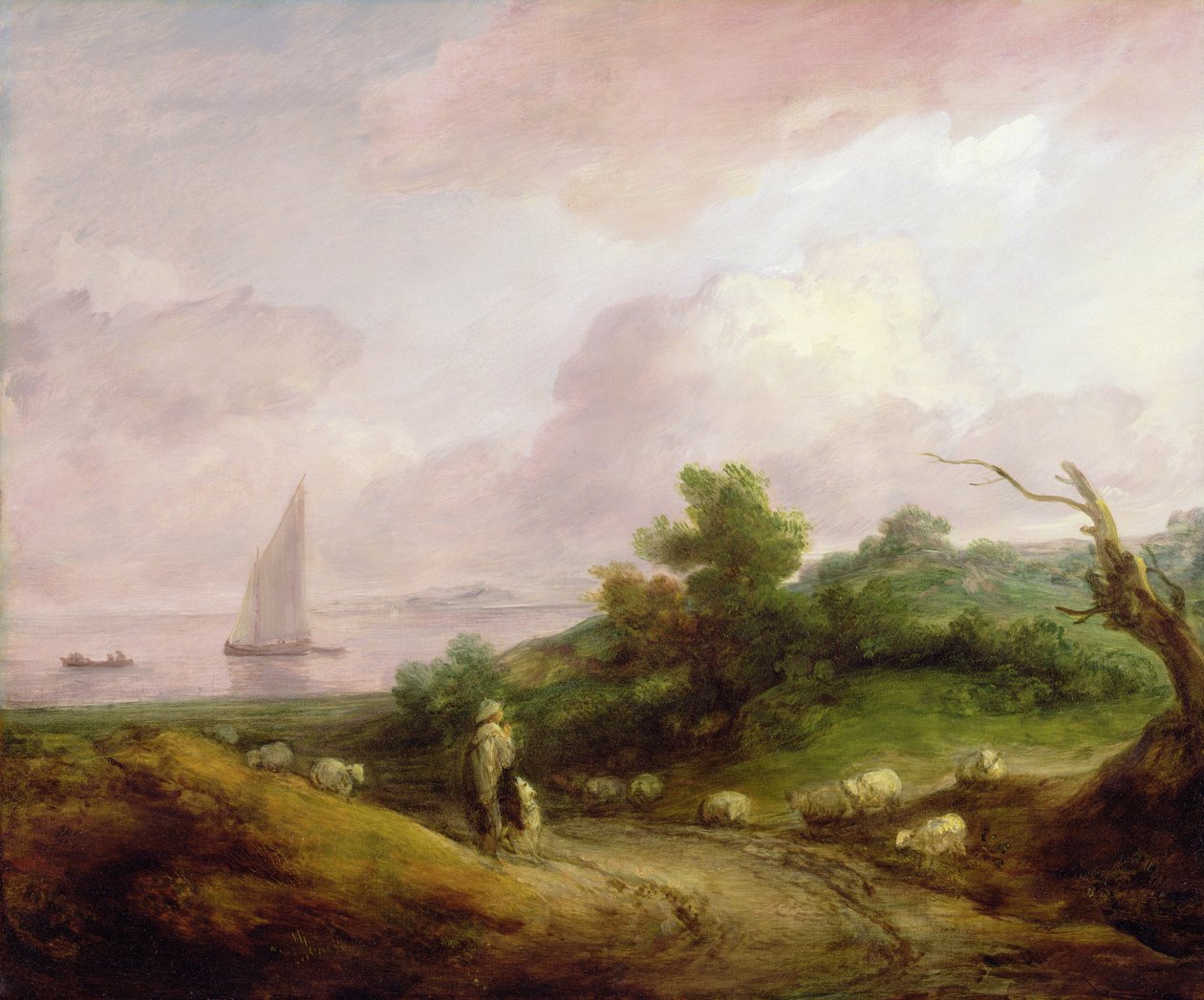 Pejzaż nadmorski z pasterzem i jego trzodą, ok. 1783-4 (olej na płótnie) autorstwa Thomas Gainsborough
