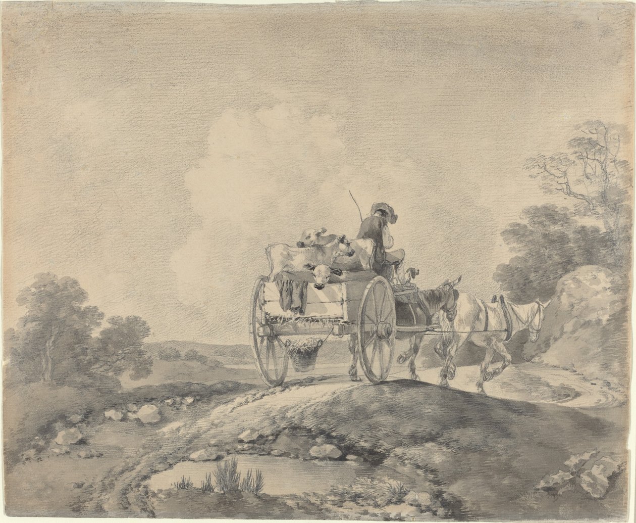 Poganiacz z cielętami w wiejskim wozie autorstwa Thomas Gainsborough