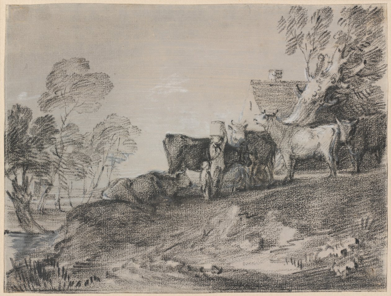 Krajobraz z bydłem przy domku autorstwa Thomas Gainsborough