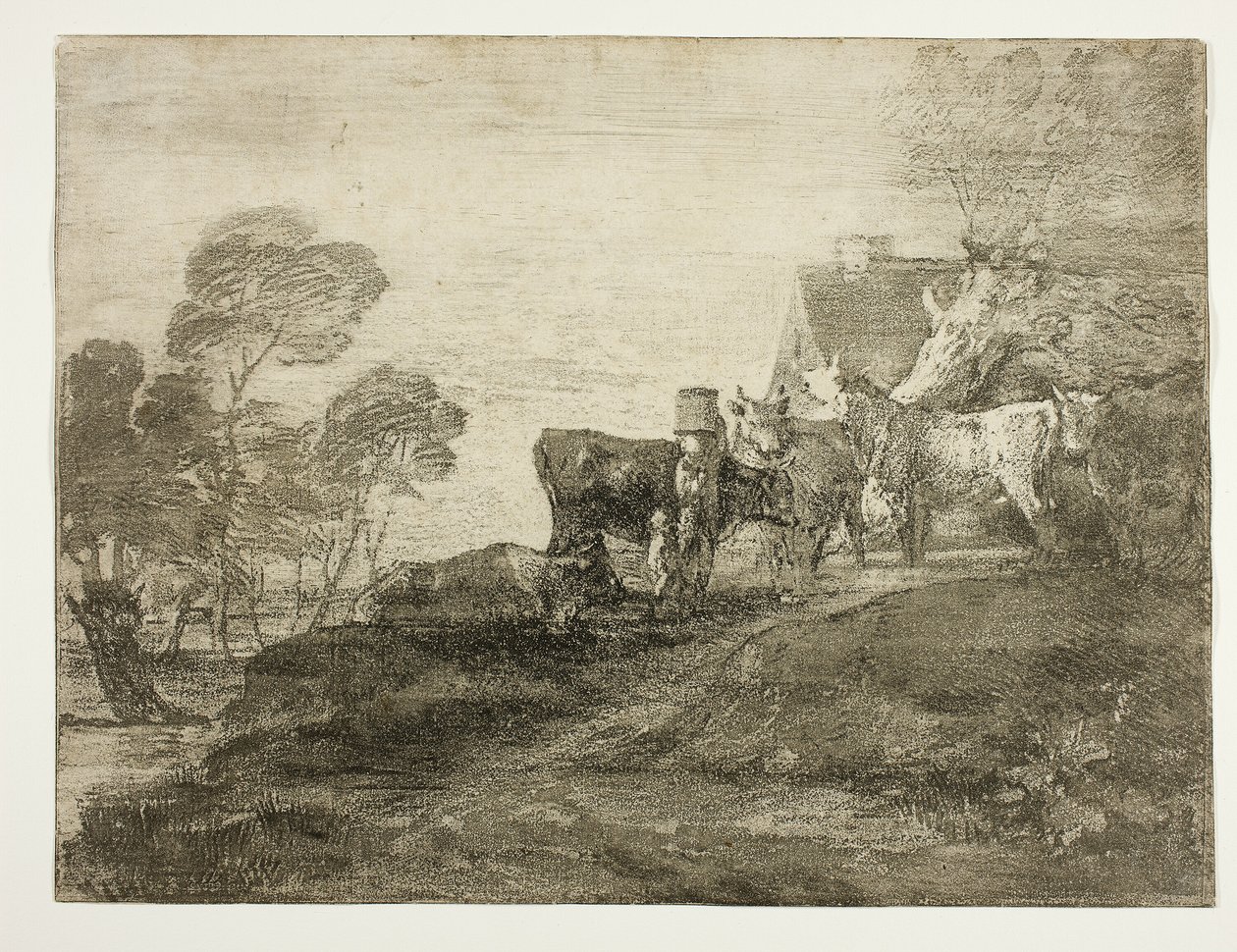 Krajobraz z bydłem przy domku autorstwa Thomas Gainsborough