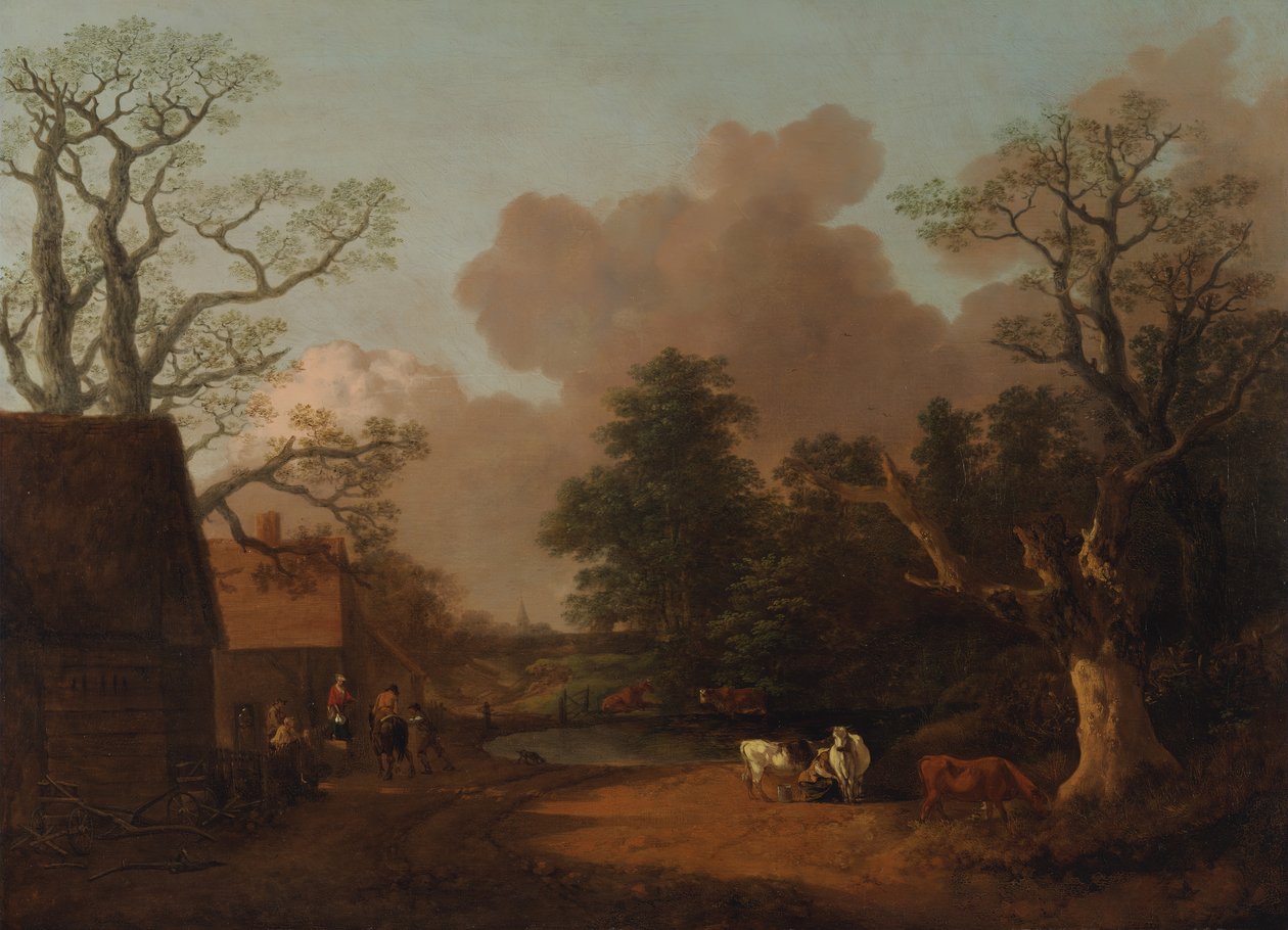 Krajobraz z Dojarką, między 1754 a 1756 rokiem. autorstwa Thomas Gainsborough