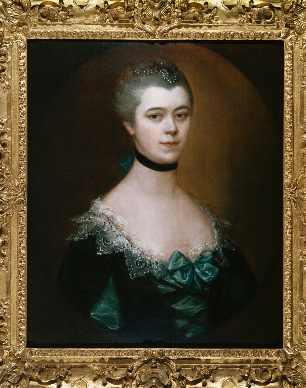 Portret hrabiny Sussex, długość biustu, w niebieskiej sukience z czarnymi licami autorstwa Thomas Gainsborough