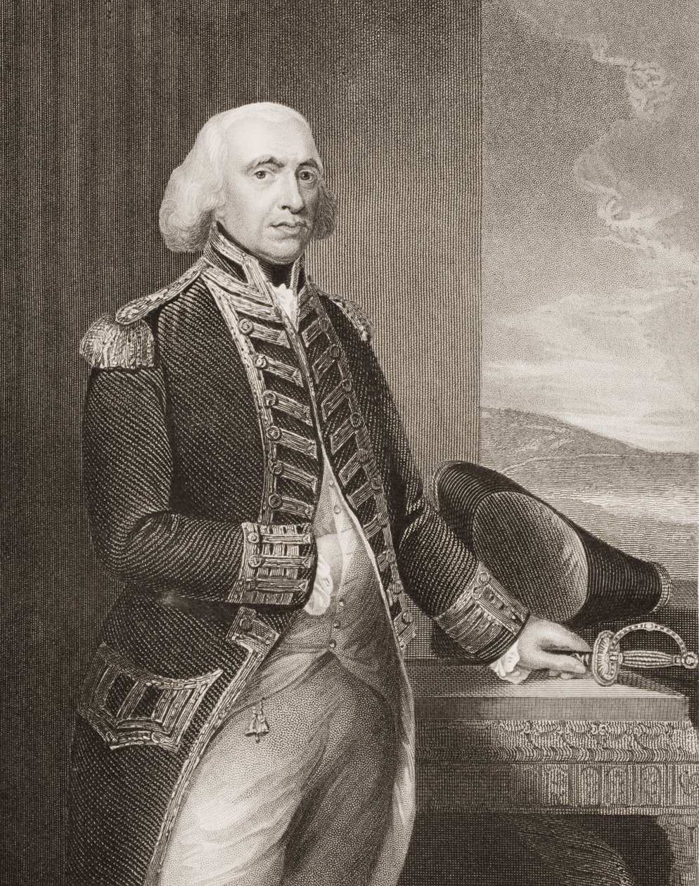 Richard Howe, 1. hrabia Howe, ilustracja z „Bitwy Anglii na morzu i lądzie” Lieuta. płk Williams autorstwa Thomas Gainsborough
