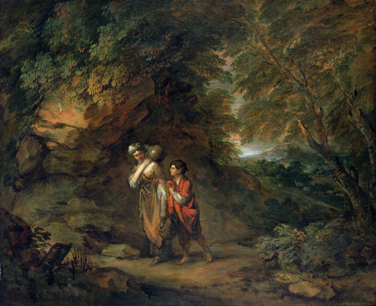 Skalisty krajobraz z Hagar i Ismaelem (olej na płótnie) autorstwa Thomas Gainsborough