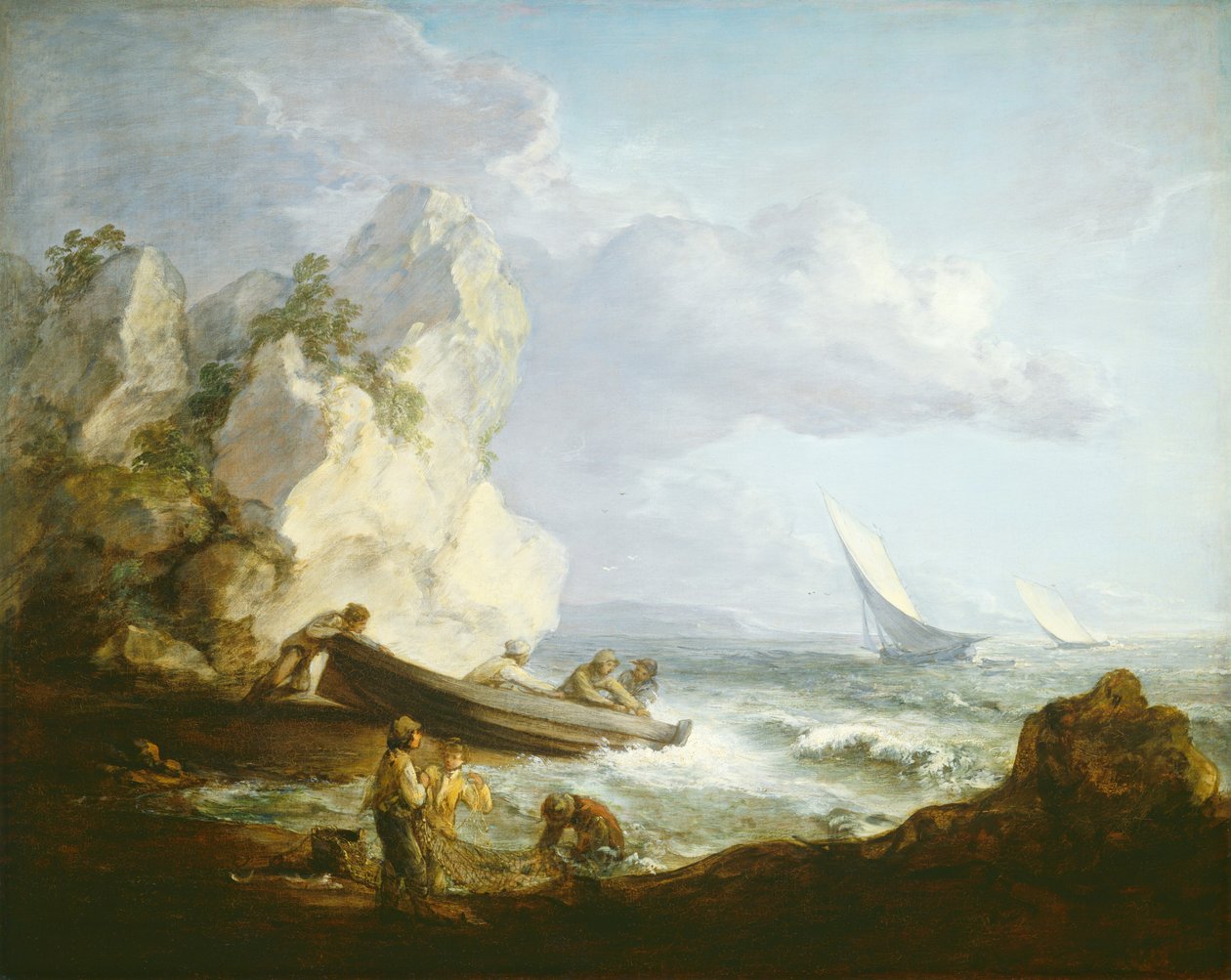 Wybrzeże z rybakami, ok. 1781-82 (olej na płótnie) autorstwa Thomas Gainsborough