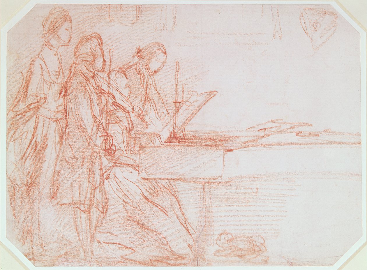 Studium do portretu grupowego partii muzycznej, ok. 1770 (czerwona kreda na papierze) autorstwa Thomas Gainsborough