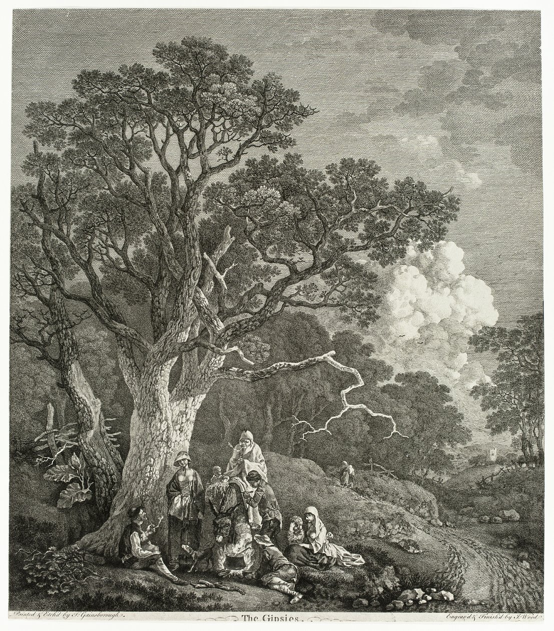 Zalesiony krajobraz z Cyganami zgromadzonymi przy ognisku autorstwa Thomas Gainsborough