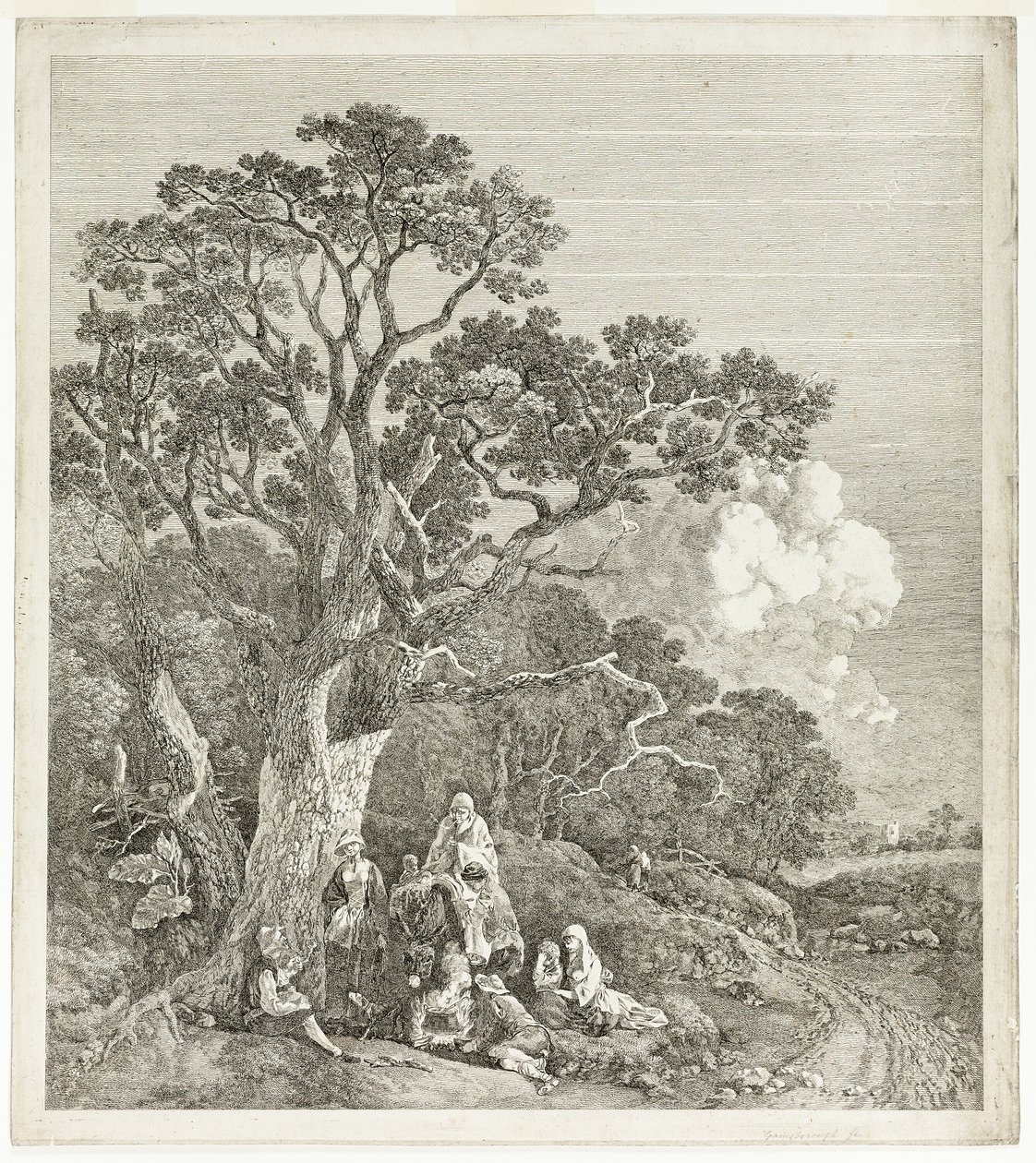 Zalesiony krajobraz z Cyganami zgromadzonymi przy ognisku autorstwa Thomas Gainsborough