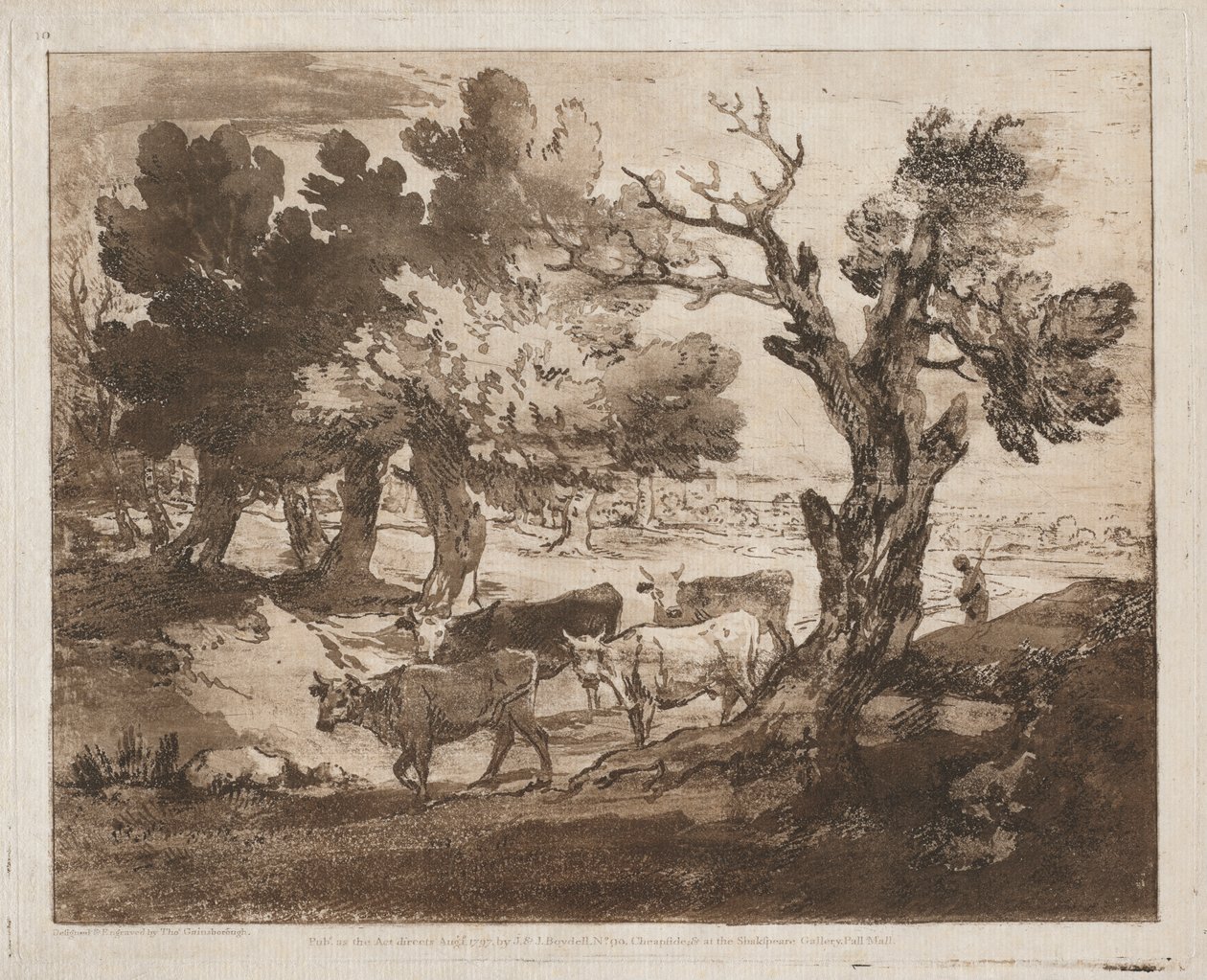 Zalesiony krajobraz z pasterzem i krowami autorstwa Thomas Gainsborough