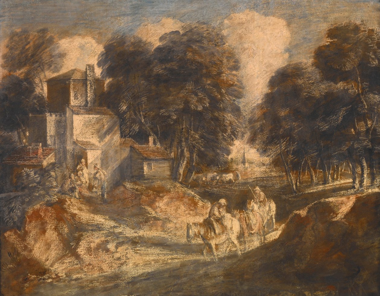 Waldlandschaft mit berittenen Bauern autorstwa Thomas Gainsborough