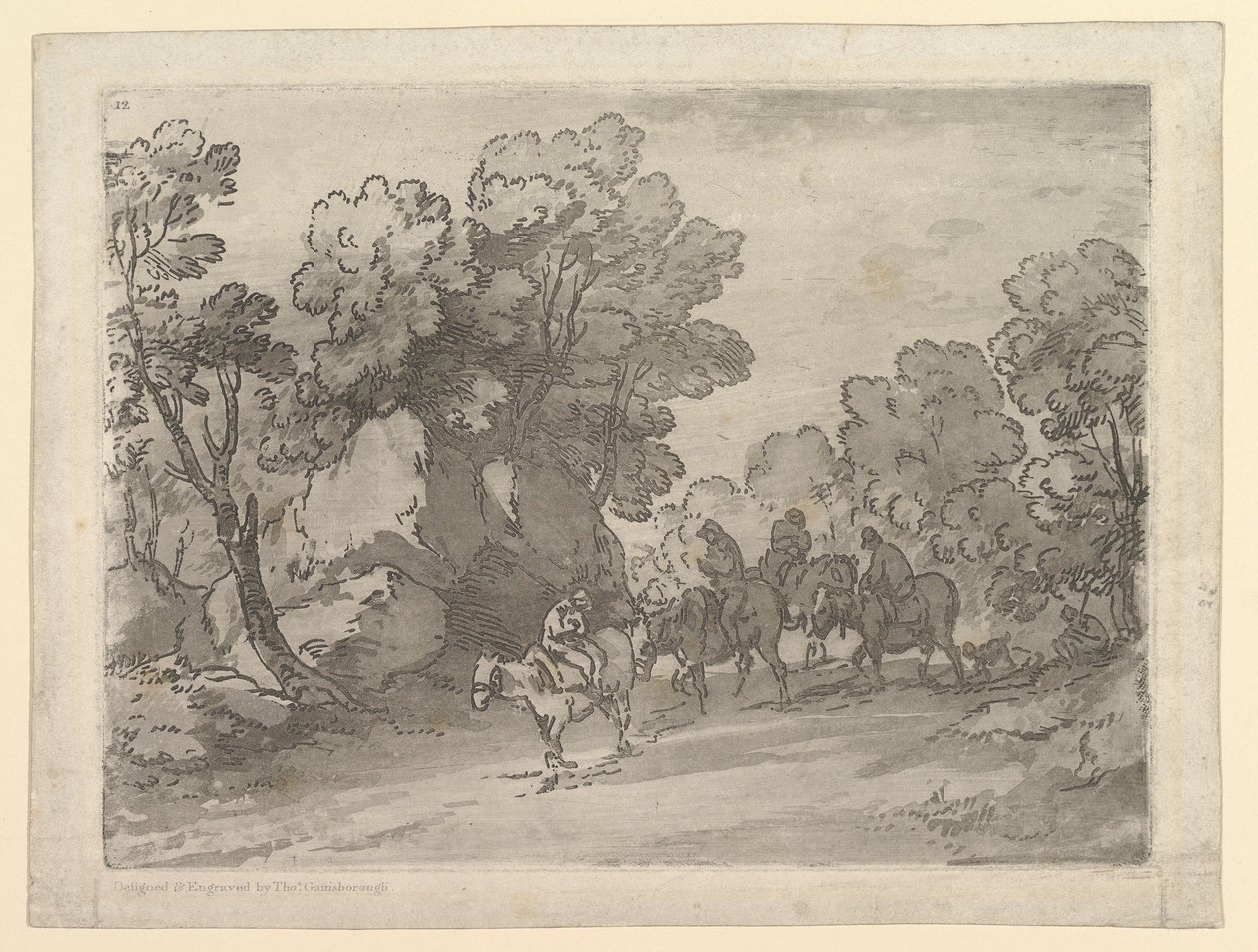 Zalesiony krajobraz z jeźdźcami, 1 sierpnia 1797. autorstwa Thomas Gainsborough